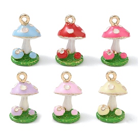 Подвески из эмали и сплава, грибные прелести, золотые