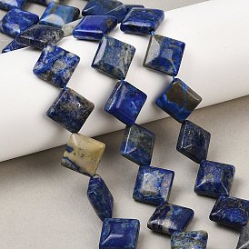 Нитки бусины из натурального ляписа-лазури, ромб