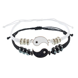 Yin Yang Eight Trigrams Tai Chi Bracelet Set - 2 Pieces of Unique Woven Accessories for Best Friends