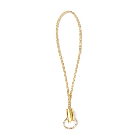 Polyester Metallic Thread for Making Mobile Straps, with 304 Stainless Steel Jump Rings, Golden