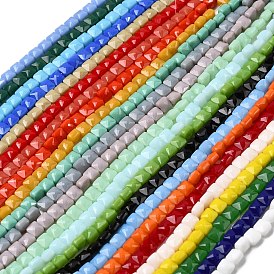 Непрозрачное стекло бисер нитей, квадратный, граненые