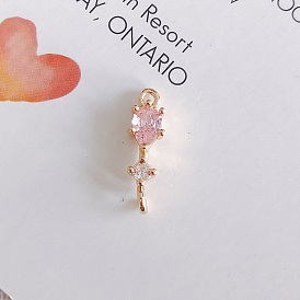 Латунные микро проложить кубического циркония подвески, слезинки