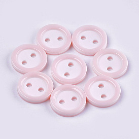 Resin Buttons, 2-Hole, Flat Round