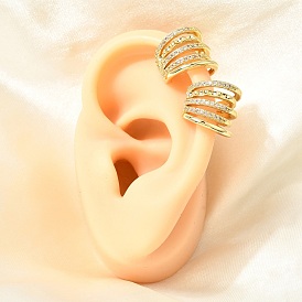 Brass Micro Pave Cubic Zirconia Cuff Earrings for Women, Rack Plating, Long-Lasting Plated, Cadmium Free & Lead Free, Real 18K Gold Plated