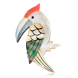 Natural Abalone Shell Brooch for Backpack Clothes, Bird