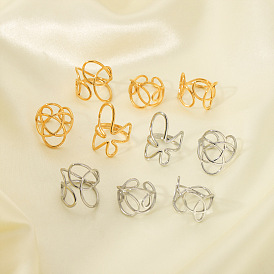 Винтажные 304 открытые манжеты из нержавеющей стали, простой роскошный модный аксессуар