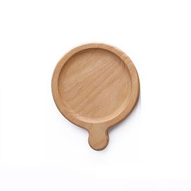 Beech Wood Cup Mats, Round Coaster with Tray & Handle