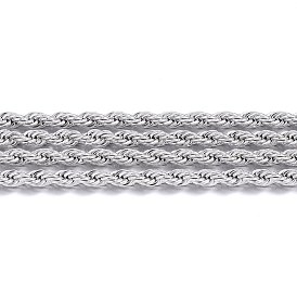 304 Stainless Steel Rope Chains, with Spool, Unwelded