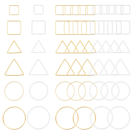 120шт. 12 стили латунные соединительные кольца, треугольник и кольцо и квадрат
