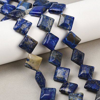 Нитки бусины из натурального ляписа-лазури, ромб