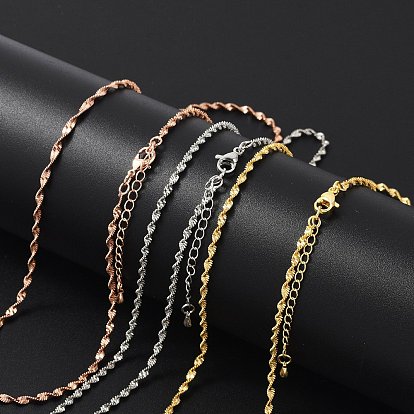 Латунные цепочки сингапур ожерелья для женщин, 304 из нержавеющей стали застежкой омар, стойки покрытие, без свинца и без кадмия, долговечный