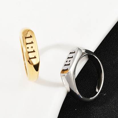 304 Кольца для пальцев из нержавеющей стали без отделки, с номером 11:11