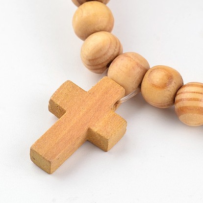 Крест из дерева из бисера стрейч шарм браслеты, 55 мм