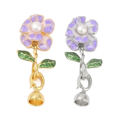 Латунь раз по сравнению с застежками, без кадмия, без никеля и без свинца, с натуральным жемчугом и эмалью, цветок