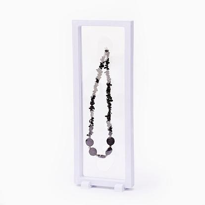Plastic Frame Stands, with Transparent Membrane, 3D Floating Frame Display Holder, For Bracelet/Necklace Jewelry Display, Rectangle