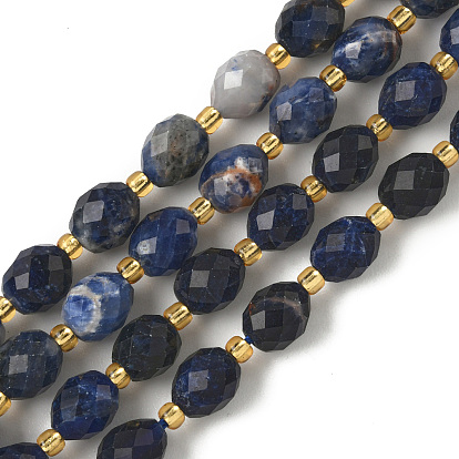 Природный содалит бисер нитей, граненые, рис, с бисером