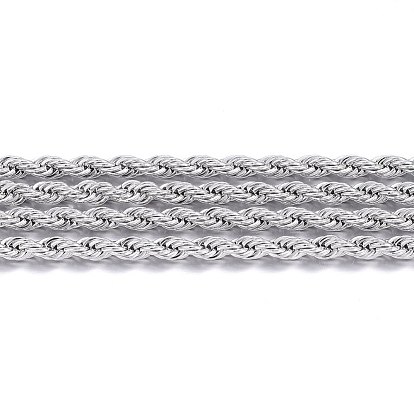304 Stainless Steel Rope Chains, with Spool, Unwelded