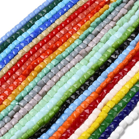 Непрозрачное стекло бисер нитей, квадратный, граненые