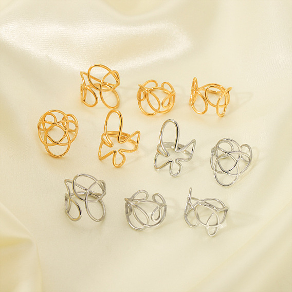 Винтажные 304 открытые манжеты из нержавеющей стали, простой роскошный модный аксессуар