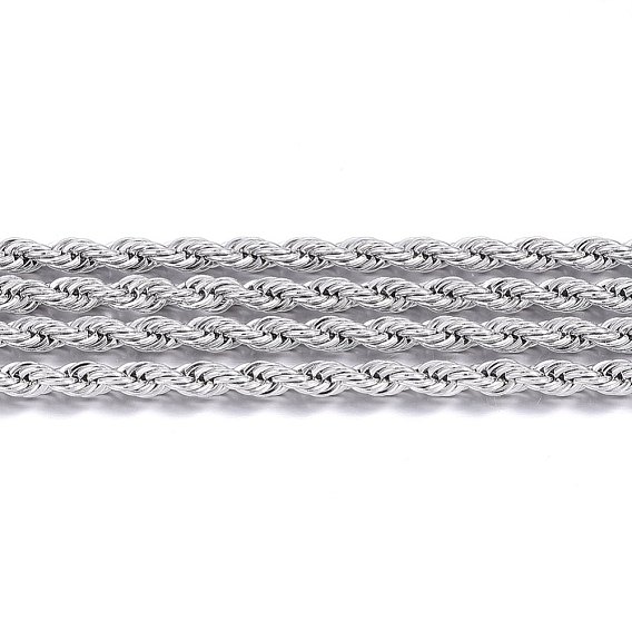 304 Stainless Steel Rope Chains, with Spool, Unwelded