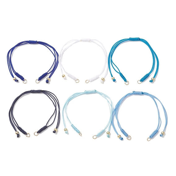 6шт 6 цвета плетеный нейлоновый шнур изготовление браслета, с латунными бусинами и 304 наконечниками из нержавеющей стали, золотые