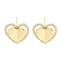 Женские серьги-гвоздики из латуни с микропаве и прозрачным кубическим цирконием, сердце
