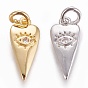 Brass Pendants, with Cubic Zirconia, Heart with Evil Eye, Clear