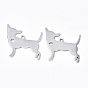 304 Stainless Steel Pendants, Silhouette Charms, Laser Cut, Dog