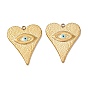 304 Stainless Steel with Light Sky Blue Enamel Pendants, Hammered Heart & Evil Eye Charms
