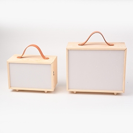 Wooden Storage Box, with Acrylic Transparent Cover and Handle, Rectangle