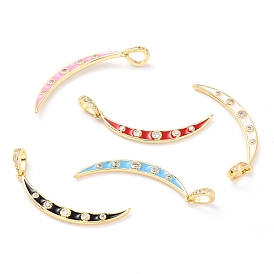 Латунные микро проложить кубического циркония подвески, с эмалью, без кадмия и без свинца, реальный 18 k позолоченный, долговечный, луна