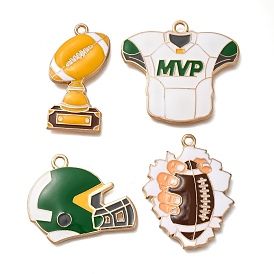 Alloy Enamel Pendants, Golden, Rugby Cap/Rugby/Rugby Jersey Charm