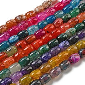Natural Dragon Veins Agate Beads Strands, Dyed & Heated, Column