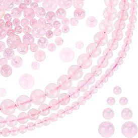 3 brins 3 style brins de perles de quartz rose rondes naturelles en vrac