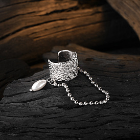925 серебряные серьги с жемчугом и текстурой цепочки – уникальные, без пирсинга, стильный.