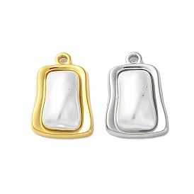 304 Stainless Steel with Synthetic Pearl Pendants, Trapezoid Charms