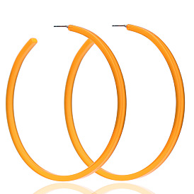 Neon Glow Acrylic Hoop Earrings - Hypoallergenic C-Shaped Studs for Party Chic