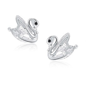 Cubic Zirconia Swan Stud Earrings, 925 Sterling Silver Jewelry for Women