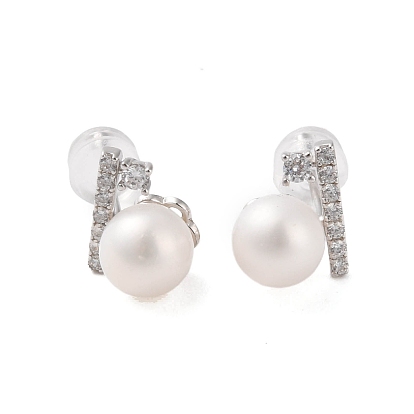 925 Sterling Silver Studs Earring, with Natural Pearl