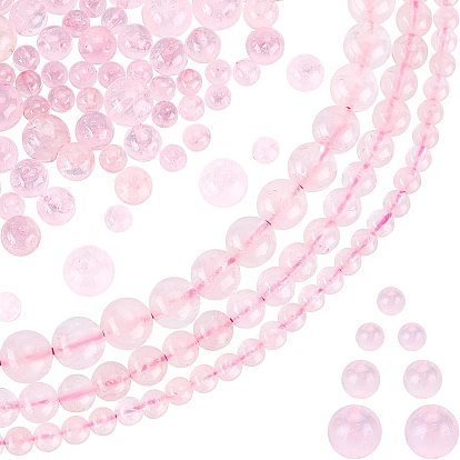 3 brins 3 style brins de perles de quartz rose rondes naturelles en vrac
