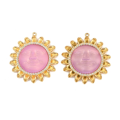 304 подвески из нержавеющей стали смолы, Солнце с абстрактными подвесками в виде лиц, со стразами