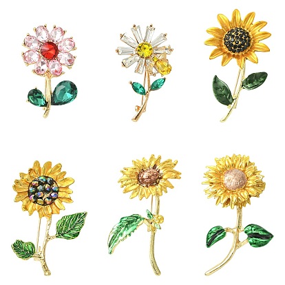 6шт. 6 стили, значки из цинкового сплава для лацканов, рюкзаков и одежды, цветок