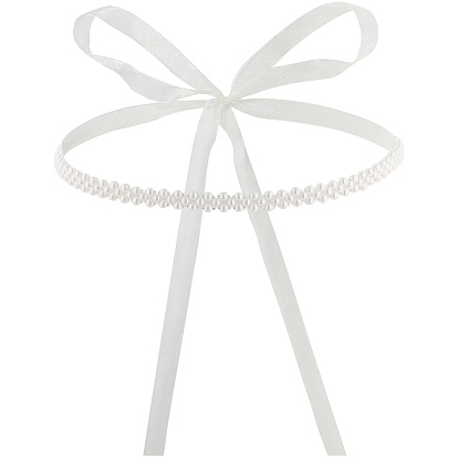 Цепочные ремни с пластиковыми бусинами, имитирующими жемчуг, с полиэфирной лентой, поясной ремень для платья-рубашки пальто