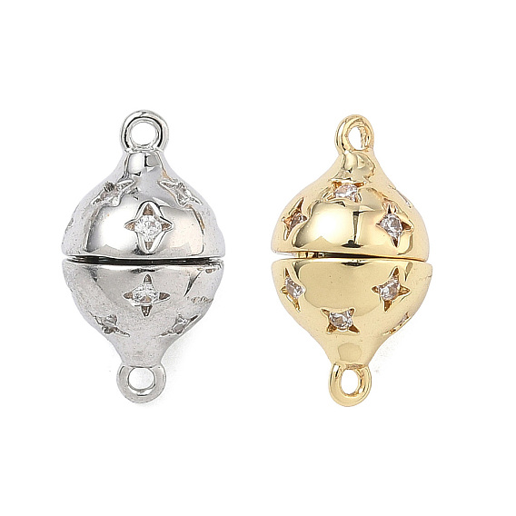 Круглые латунные микропаве прозрачные кубические цирконии магнитные застежки, долговечный, стойки покрытие, без свинца и без кадмия