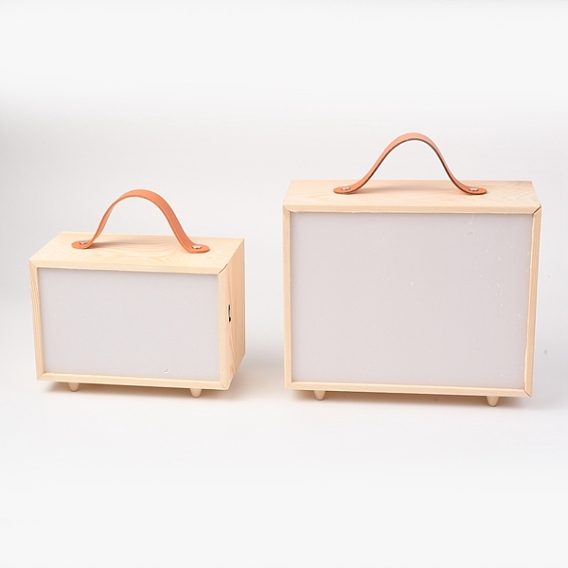 Wooden Storage Box, with Acrylic Transparent Cover and Handle, Rectangle