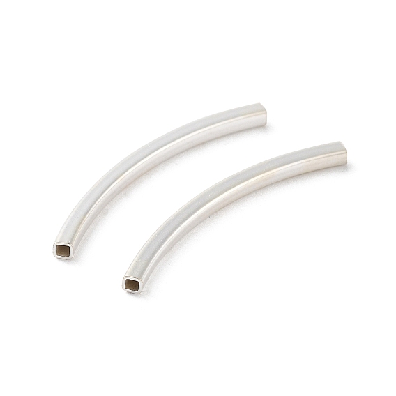 925 Sterling Silver Curved Cube Tube Beads