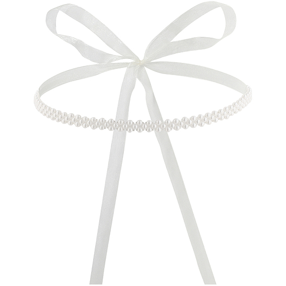 Цепочные ремни с пластиковыми бусинами, имитирующими жемчуг, с полиэфирной лентой, поясной ремень для платья-рубашки пальто