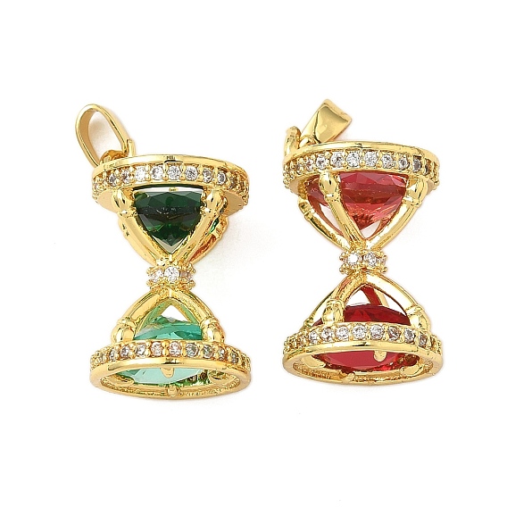 Латунные микропаве прозрачные подвески с фианитом, без кадмия и без свинца, песочные часы, реальный 18 k позолоченный