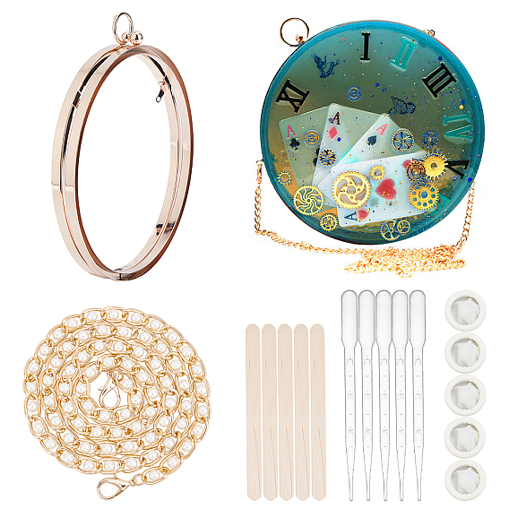 Поделки из эпоксидной смолы, включая аксессуары для сумок из сплава, ремешок для сумки из алюминия, железная сумка на цепочке, березовые деревянные палочки, одноразовые латексные кроватки и пластиковые пипетки для переноса