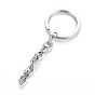Polishing 304 Stainless Steel Split Key Rings, Keychain Clasp Findings, with Extended Cable Chains